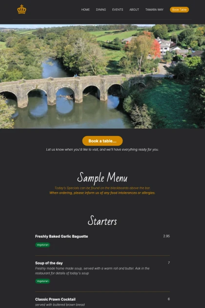 The Royal website dining page